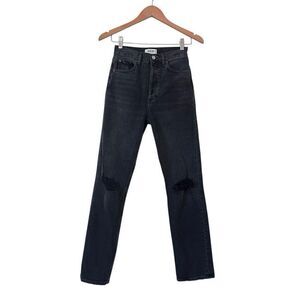 Agolde Jeans 24 Distressed High Waist Organic Cotton High Rise Button Closure